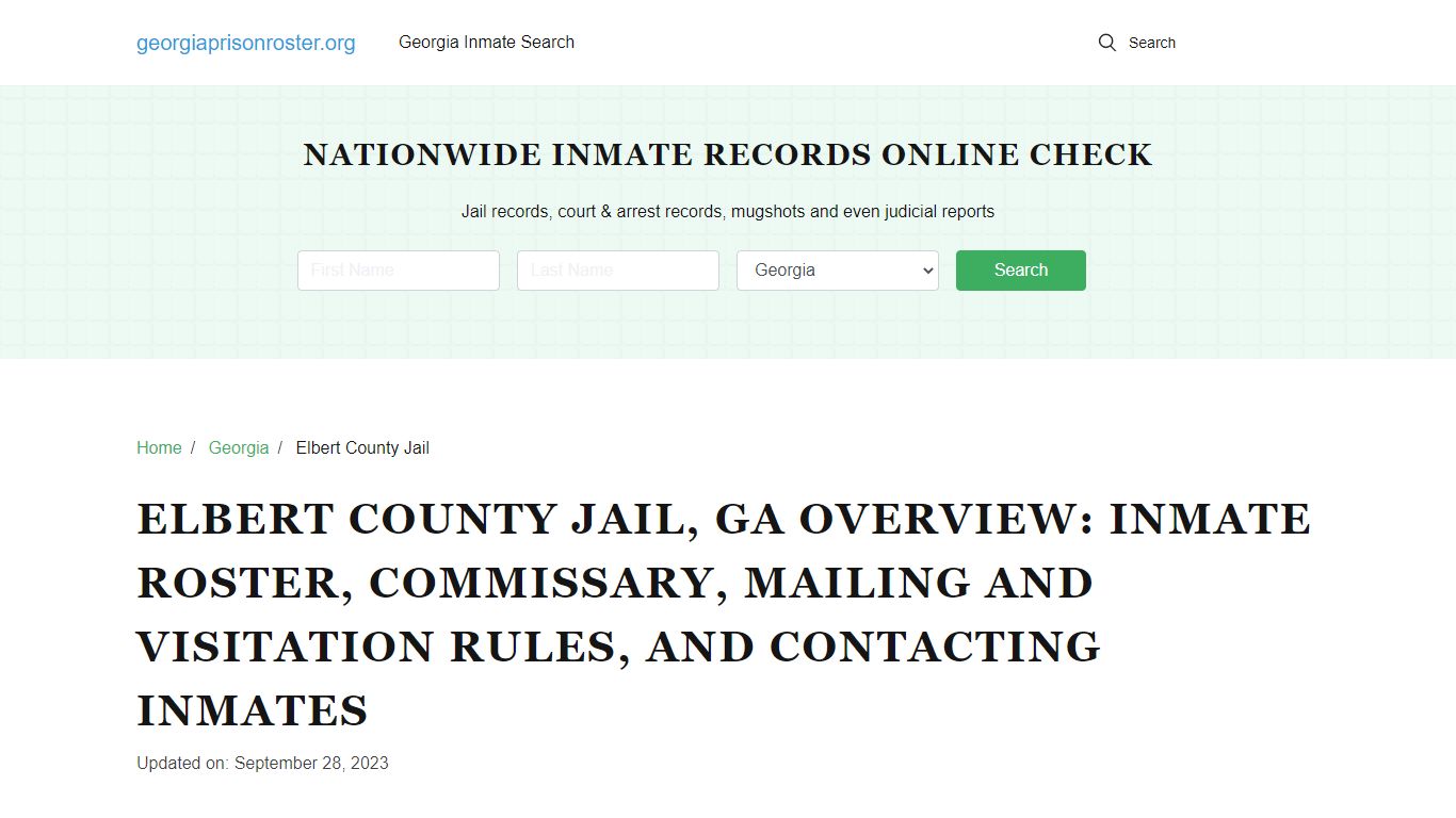 Elbert County Jail, GA: Inmate Search, Visitation & Contact Info